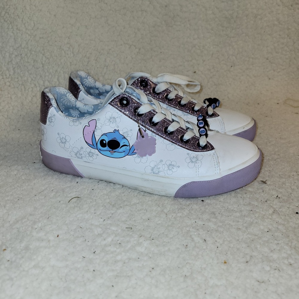 Ground Up Disney Stitch Womens Lace Up Sneakers Size 8 Purple Glitter